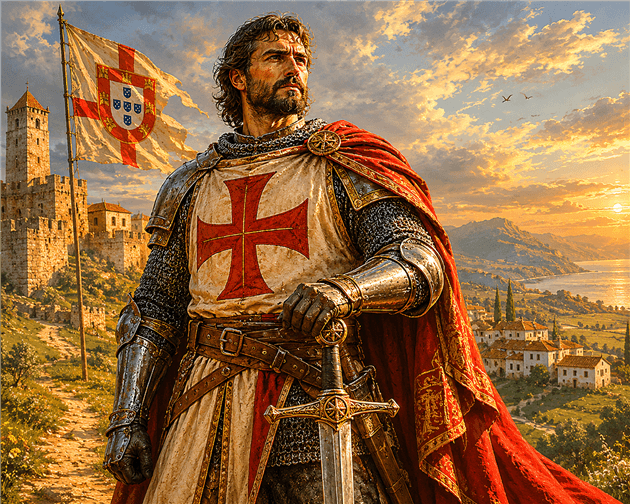 Representação histórica de Nuno Álvares Pereira, o Condestável de Portugal beatificado em 2009, portador mais famoso do sobrenome Pereira