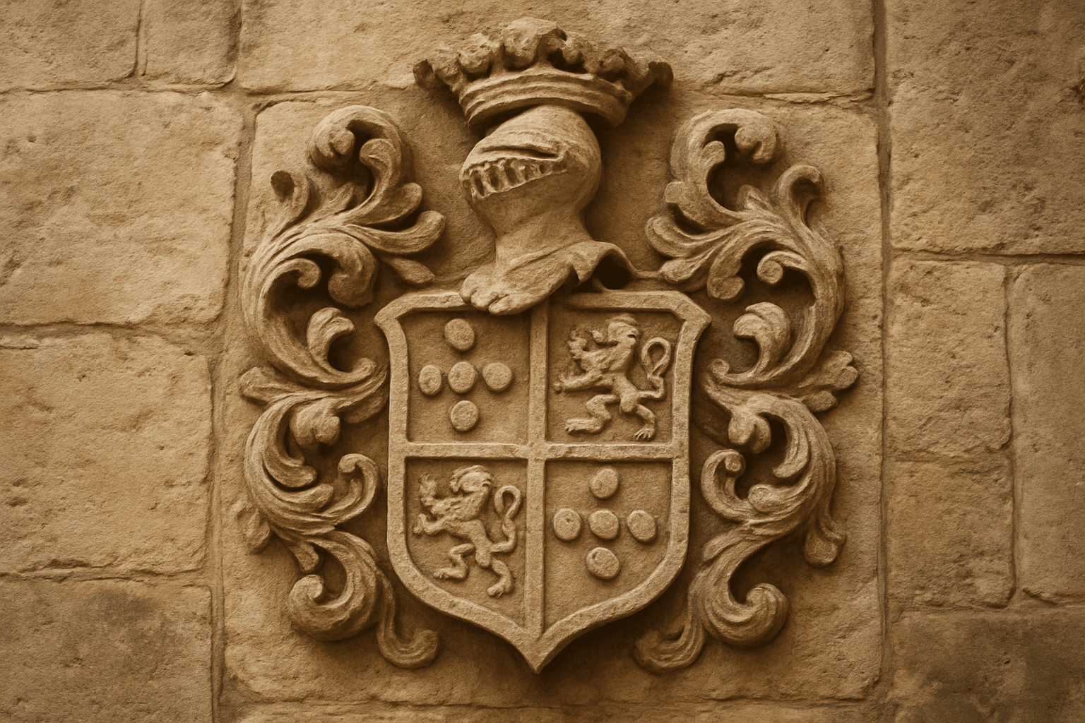 Brasao de armas portugues em pedra antiga, heraldica da familia Lima