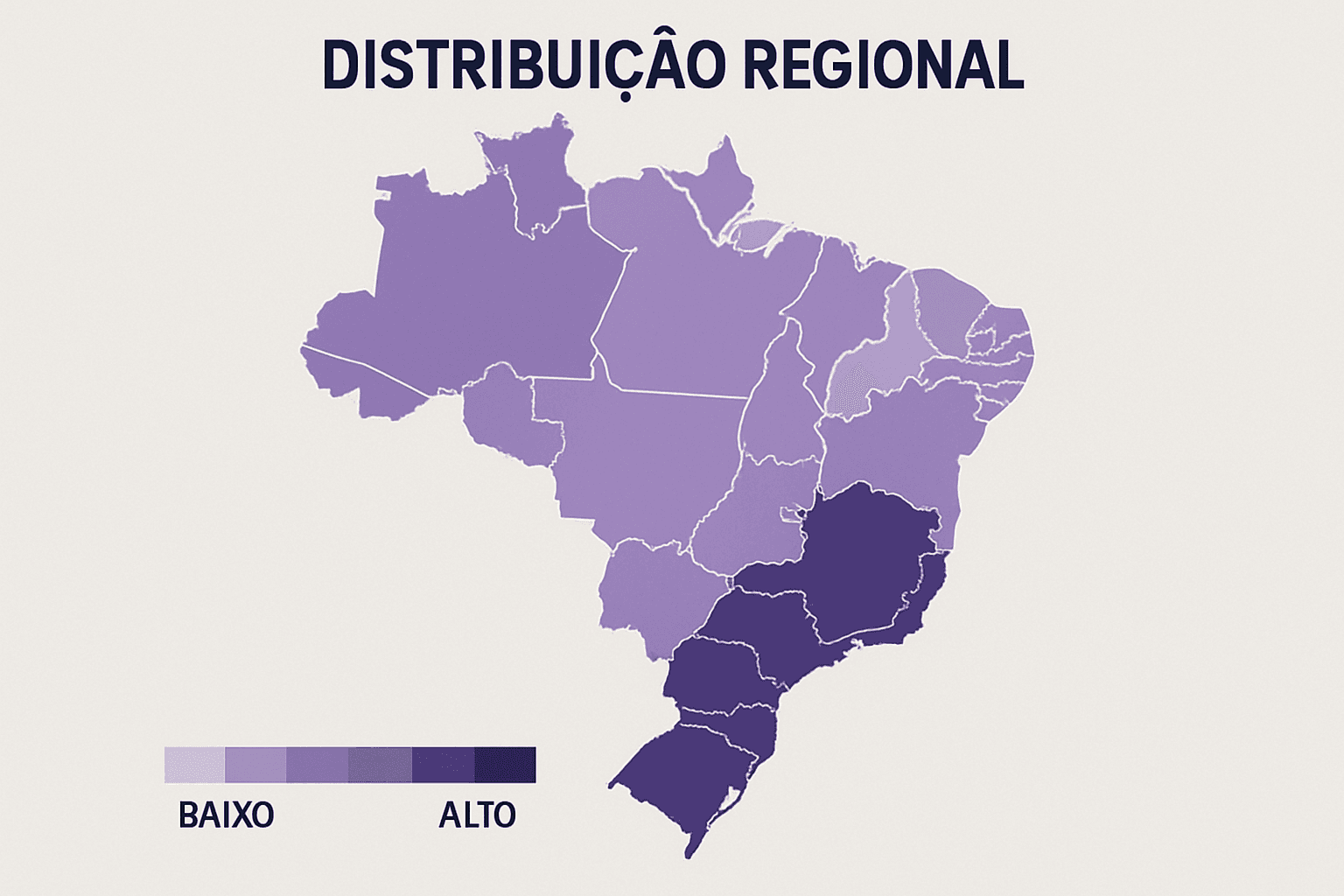 Mapa do Brasil com distribuicao regional do sobrenome Martins por estado
