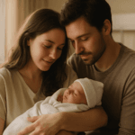 família com bebê recém-nascido, momento emocional de escolha do nome