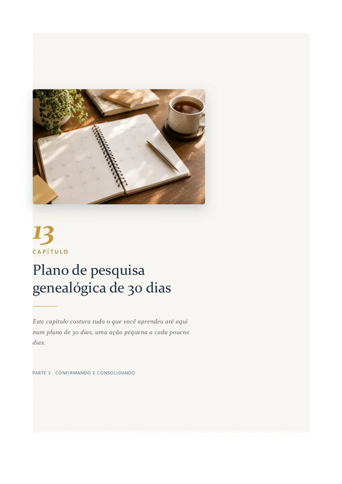 Abertura do capítulo com o plano de pesquisa de 30 dias