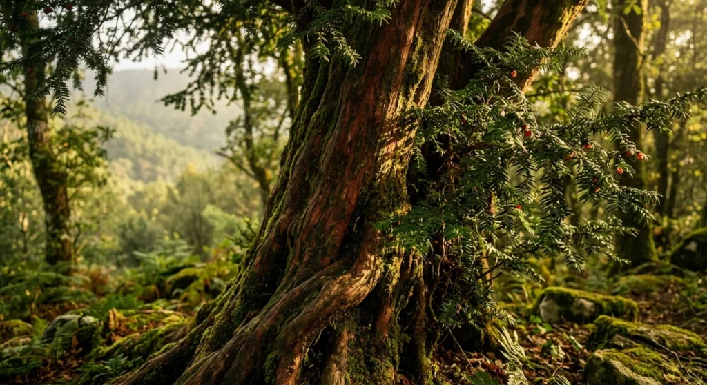 Arvore de teixo antiga em floresta portuguesa